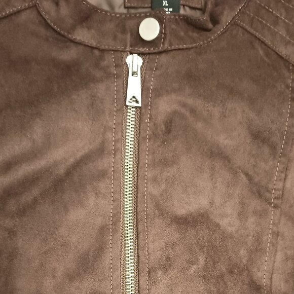New Directions Size XL Brown Faux Suede Jacket (EUC) - Picture 3 of 13